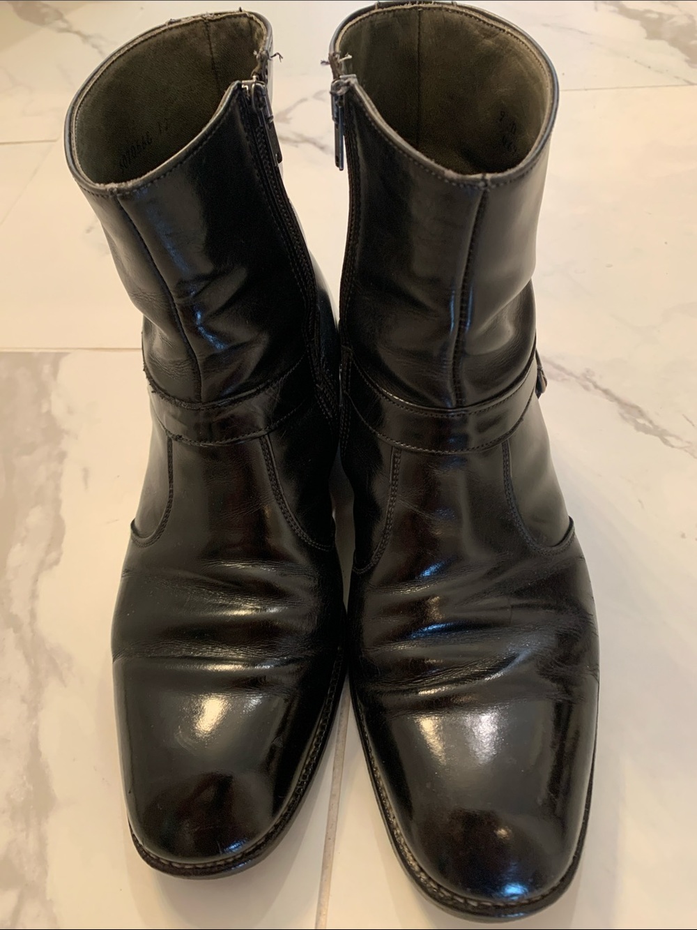 Vintage Black Leather Side-Zip Dress Boots